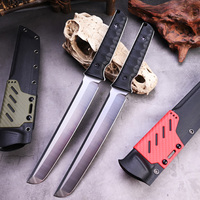 Couteau à lame fixe de style Tanto Hongrui 2026, nouvelle arrivée, haute dureté, pour la chasse tactique, la survie, le camping, avec étui K, couteau de chasse