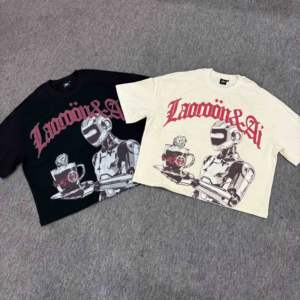 Kaos Pria Oversize Crop Boxy dengan Grafis Vintage Streetwear dan Cetak Digital - Product Image 5