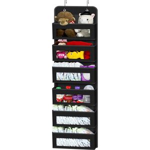 ที่เก็บของแบบแขวนประตู 6 ช่อง ผ้าสีดำ สำหรับเก็บของเด็ก - Product Image 1