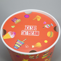 Logo personnalisé Seau d'emballage jetable en flexographie de qualité alimentaire pour poulet KFC Seau avec couvercle en papier Soupe Popcorn Sushi Popcorn de qualité alimentaire
