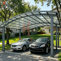 Elegante Toldo Integrado de Aluminio para Vehículos, Impermeable, Resistente a los Rayos UV, Techo de PC Natural, Resistente al Viento, para Villas, Portones Pequeños