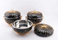 Plats de service élégants pour le Ramadan 3.5L 4.5L 5.5L avec couvercles dorés éblouissants, ensemble de buffet pour l'iftar, décoration de table de luxe pour l'Aïd Moubarak