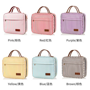 กระเป๋าใส่เครื่องสำอาง Tuwai ลายทางทรงสี่เหลี่ยมผืนผ้า แบบมีตะขอเกี่ยว ความจุขนาดใหญ่ สำหรับจัดเก็บเครื่องสำอางสำหรับเดินทาง พร้อมช่องแยกของแห้งและเปียก สำหรับใช้ในชีวิตประจำวัน - Product Image 4