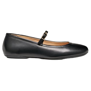 Xinzirain - Zapatos Planos de Ballet Mary Jane Personalizados, Elegantes, de Cuero Negro, Punta Redonda, con una Sola Correa, Cómodos, Estilo Boutique - Product Image 1