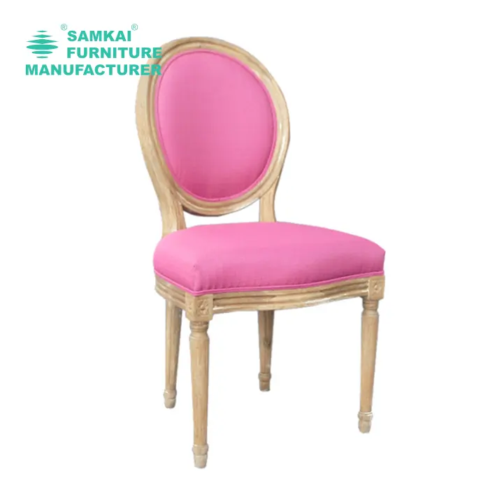 SK-YHY-O005 обеденный стул в стиле французского кантри с обивкой и винтажным Деревянным каркасом и круглой спинкой