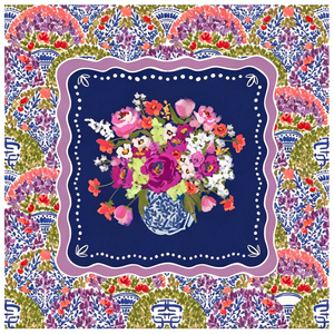 Artistieke paarse Amerikaanse Mahjongmat met levendige bloemenrandprint, antislip viltmat, op maat gemaakt, groothandel - Product Image 5