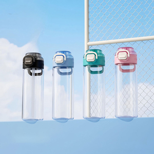 Bouteille d'eau en plastique à ouverture rapide avec paille, gourde de sport transparente avec poignée, sans BPA, pour l'extérieur - Product Image 2