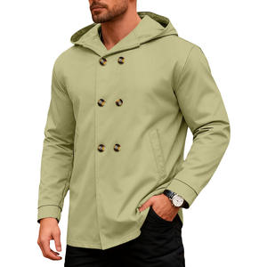 Chaqueta cortavientos con capucha para hombre, corte ajustado, color sólido, ropa deportiva informal para el tiempo libre - Product Image 5