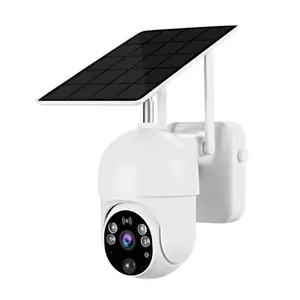 Kamera Cctv 1080P warna putih 4G, baterai tahan air Panel surya IP66 untuk luar ruangan Ptz keamanan tenaga surya