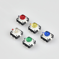 Saklar Taktil Kejian 12*12 dengan Lampu LED Multiwarna 12x12 Tombol Saklar Taktil Bercahaya Merah, Biru, Kuning, Hijau, dan Putih