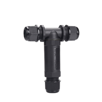 Conector de Cable de Iluminación LED para Exteriores Profesional IP68 1 Entrada-2 Salidas EW-M25TC Conector Impermeable de 5 Pines Tipo T