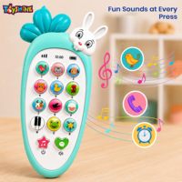 Téléphone portable intelligent pour bébé OEM, mélodies musicales, sons d'animaux, fonctions d'apprentissage des nombres, jouet éducatif pour les enfants de 2 à 7 ans