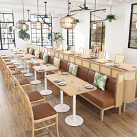 Meubles de restaurant en bois massif, style minimaliste moderne, personnalisables, avec mousse haute densité, ensemble de table et de chaises pour café et bar