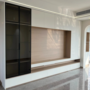 Mobile Porta TV in Legno per <span class=keywords><strong>Soggiorno</strong></span>, Vetrina da Ingresso, Mobile da Salotto, Espositore per Negozi, <span class=keywords><strong>Parete</strong></span> <span class=keywords><strong>Attrezzata</strong></span> di Design per <span class=keywords><strong>Soggiorno</strong></span> - Product Image 2