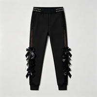 Pantalon de jogging pour homme épais, style gothique foncé, avec nœuds en dentelle et rivets décoratifs, streetwear, bas décontracté pour le quotidien et le hip-hop