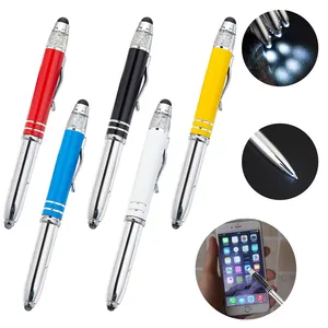 High Quality Multi-function Metal Stylus Crystal Pen Screen 3 in 1 Led Ballpoint Pen