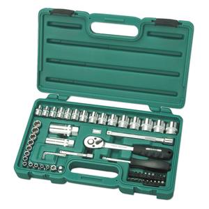 Juego de Llaves de Tubo Profesional de 58 Piezas de 1/4" y 3/8", Acero CR-V, Kit de Herramientas para Mecánico de Reparación de Automóviles - Product Image 1