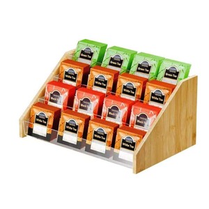 Bamboo Wood 3 Layer <b>Tea</b> Bag Storage Rack Desktop Coffee Sugar Organizer Multipurpose Rectangle <b>Standing</b> Type Office Organizer - Product Image 2