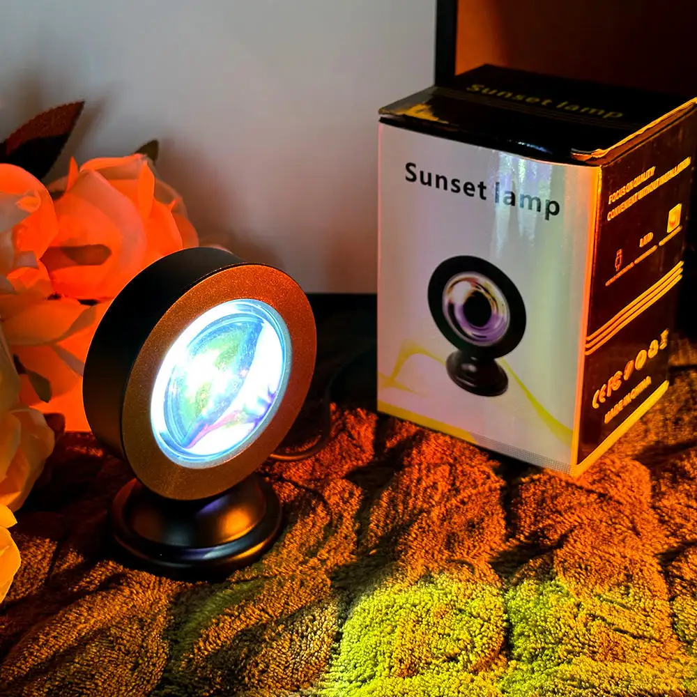 Mini USB Rainbow Sunset Proyector Led Night Light Sunset decor Lámpara de luz solar para fotografía Sala de estar