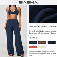Ensemble de yoga pour femme : Soutien-gorge de sport halter et pantalon évasé à jambes larges, en Spandex et Nylon respirant, pour le sport, la gym et le fitness