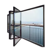 Коммерческое закаленное стекло 2,0 мм, двухскладная алюминиевая раздвижная наружная Балконная дверь гармошкой