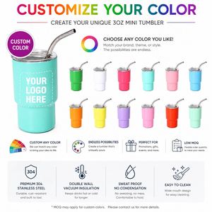 Wholesale Double Wall Mini 3oz Stainless Steel Tumbler <b>with</b> <b>Straw</b> Custom Logo Cute Shot Glass Cup for Party Promotion Gifts - Product Image 6