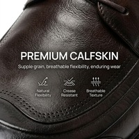 Chaussures Derby pour homme en cuir véritable brun bruni de haute qualité, légères et confortables, pour le bureau et les occasions décontractées