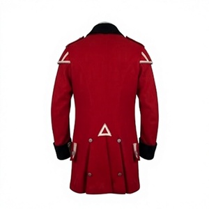 Manteau long en laine rouge pour homme, style historique, simple boutonnage, sur mesure - Product Image 3