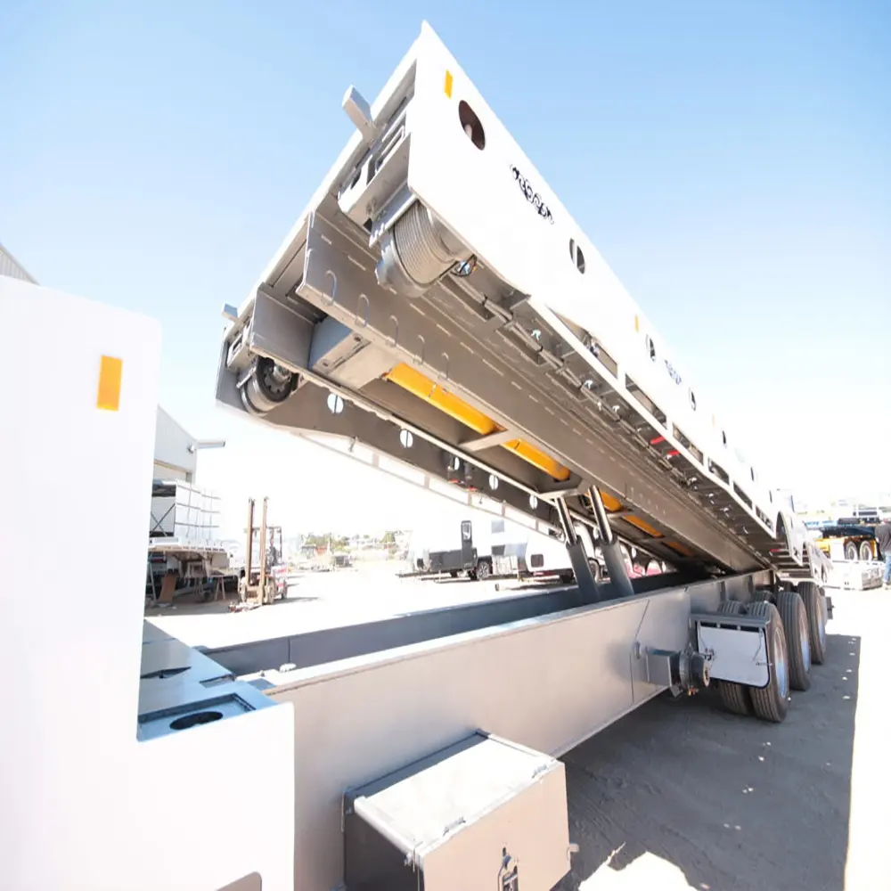 3 Axis 50 60 ton Drop Deck Trailer Tilt Slide Low Bed Trailer Goose Neck Truck Trailers Hydraulic LowBoy Semittrailer
