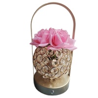 Lampe de table créative en verre cristal en forme de rose, de luxe, à piles, à commande tactile, décorative, cadeau pour