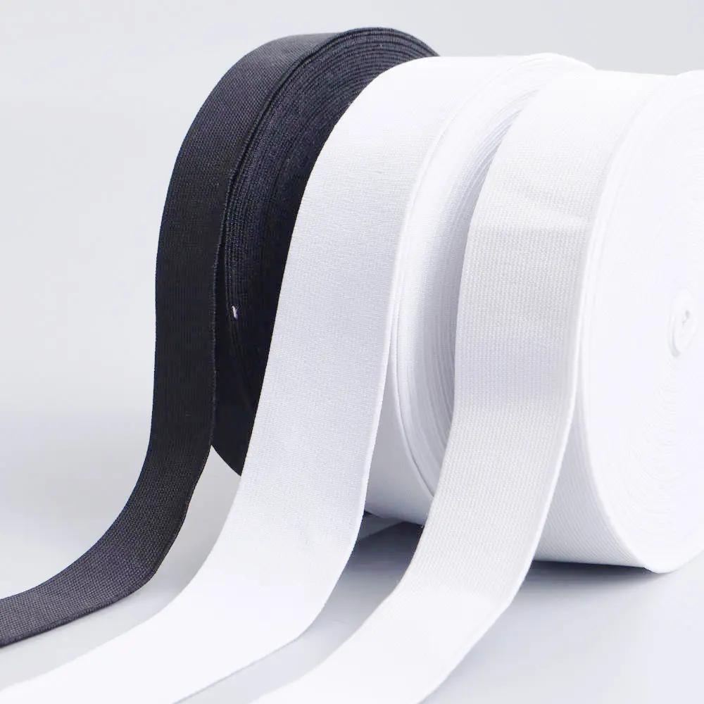 Großhandel Fabrik Elastic Tape Custom 2cm-10cm Weiß und Schwarz gewebt Elastic Tape Elastic Band Gurtband