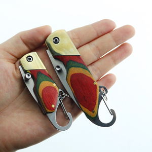 Cuchillo de Bolsillo Multiusos de Acero Inoxidable de Alta Calidad con Mango de Madera y Llavero para Camping - Product Image 2
