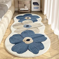 Tapis moderne en cachemire 3D floral et frais, tapis en polyester 10mm pour la maison, la table basse, la chambre, le chevet, la baie vitrée