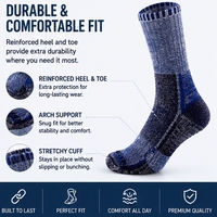 Chaussettes de randonnée 100% laine mérinos, chaussettes thermiques d'hiver pour le trekking en plein air, chaussettes de ski, chaussettes rembourrées pour bottes, logo personnalisé, OEM, vente en gros