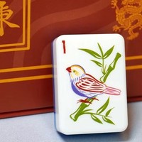 Tuiles de Mahjong Américaines Panda Bambou Lotus Blanc Bord Bleu Style Chinois Ensemble de Jeu