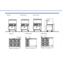 Cuisinière commerciale à gaz 4 brûleurs avec four encastrable, style américain, pour restaurant, avec meuble de rangement