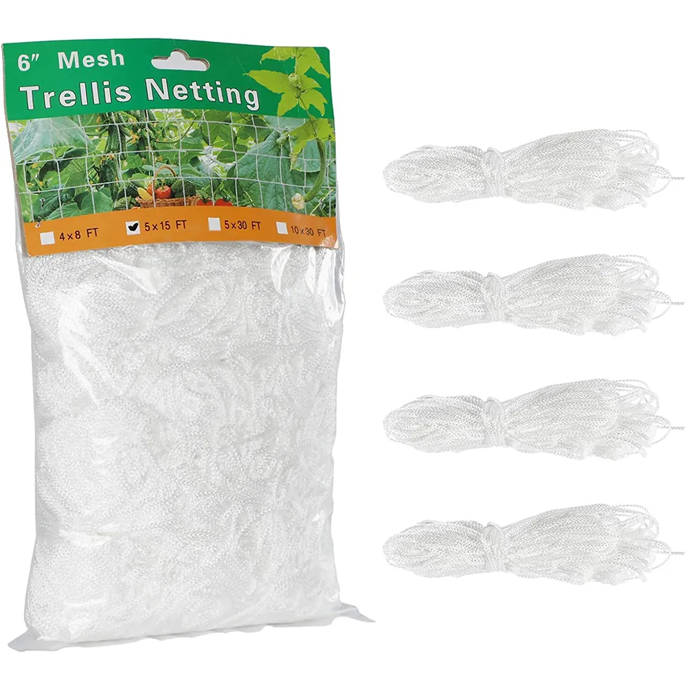 Heavy Duty Polyester Plant Trellis Netting with 164 Feet Twist Tie, Plant Support Vine Climbing Grow Net for Grapes