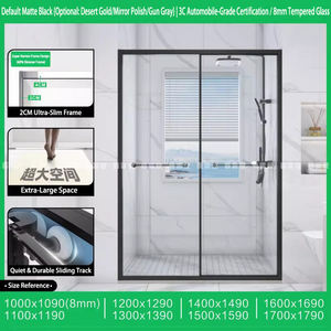 <span class=keywords><strong>Mampara</strong></span> de <span class=keywords><strong>Ducha</strong></span> Corredera en Forma de T de Aleación de Aluminio, Separación de Zonas Húmedas y Secas, Puerta de Vidrio Templado de 6 mm, Biombo de Baño - Product Image 4