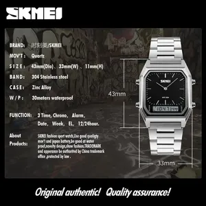 Montre à quartz <span class=keywords><strong>Skmei</strong></span> <span class=keywords><strong>1220</strong></span> pour homme, best-seller, mode, or, acier inoxydable 304, avec alarme # <span class=keywords><strong>1220</strong></span> - Product Image 5