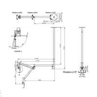Support mural/plafond réglable pour moniteur vidéo médical d'hôpital, rotation à 540°, en alliage d'aluminium