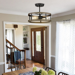 Mỹ công nghiệp trang trại mộc mạc Retro Đèn trần với cao <span class=keywords><strong>CRI</strong></span> 95 <span class=keywords><strong>LED</strong></span> sắt gỗ xây dựng cho hành lang lối đi ban công - Product Image 4