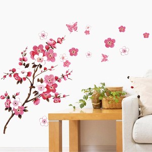 Fleur de cerisier fleur arbre Branches sticker mural autocollants rose Floral <span class=keywords><strong>aquarelle</strong></span> <span class=keywords><strong>oiseaux</strong></span> PVC papier Art déco filles chambre pépinière - Product Image 1