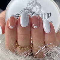 24 faux ongles à presser en acrylique, style French Cat Eye, avec strass 3D et nœuds, finition blush doux, couvrance totale, avec colle