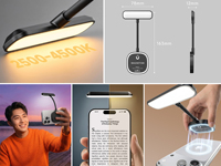 Lampe à selfie magnétique pour téléphone 360° °   Lampe de bureau LED à col de cygne rotatif, lumière d'appoint 2500-4500K, intensité réglable, avec batterie intégrée