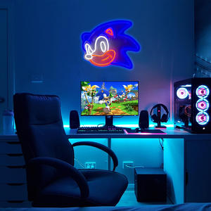 Enseigne lumineuse néon personnalisée LED Sonic, figurine anime, blanc chaud, intensité réglable, garantie 1 an, pour décoration murale de boîte de nuit et décorations de fête - Product Image 2