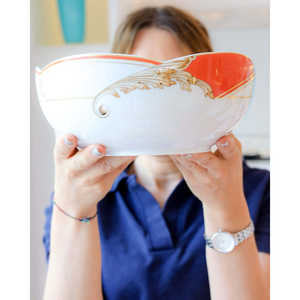 Set di Stoviglie di Lusso Richard Ginori Nuvola, 12 Pezzi, Motivo Iris Dorato in Rilievo, Kit Tazze in Melamina 0g per Hotel - Product Image 5