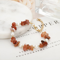 Bracelet en chaîne de perles et pierres naturelles irrégulières avec pierre de naissance des 12 mois, plaqué or, cadeau d'anniversaire pour femme, bijoux
