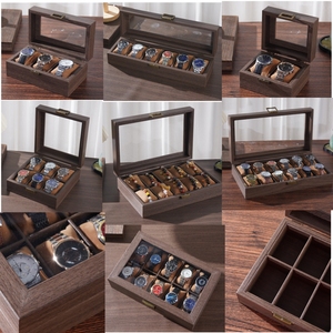 Boîte de rangement pour montres de style vintage haut de gamme avec cuir gaufré effet écorce, nouvelle construction à charnière arrière, étui de présentation à 3 compartiments - Product Image 2