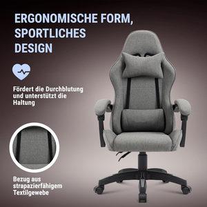 <span class=keywords><strong>Fauteuil</strong></span> de bureau ergonomique et de jeu rembourré avec dossier réglable, housse en tissu respirant et durable pour la maison et le bureau - Product Image 2