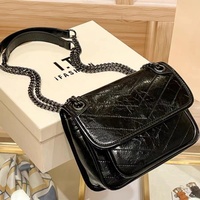 Sac à main de luxe pour femme en cuir de vachette, sac bandoulière messager avec chaîne, par le créateur de mode Wandering